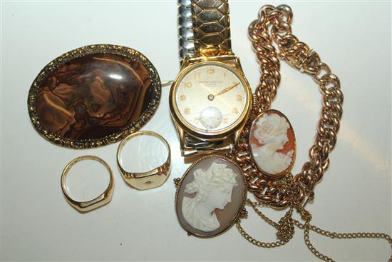 Gents watch & mixed gold jewellery